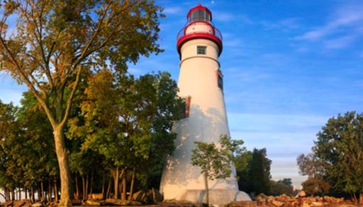 A 180 Degree Panoramic View At The Marblehead Lighthouse In Early Morning Light On Lake Erie