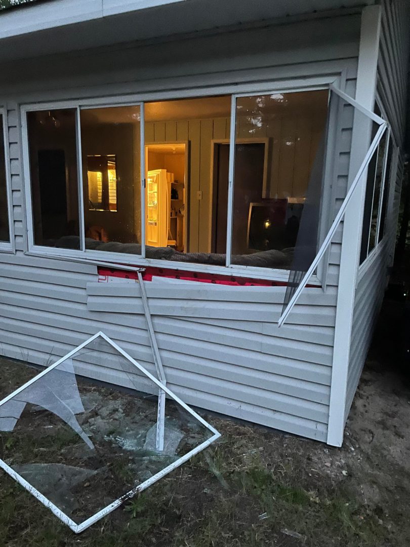 Damaged cottage exterior
