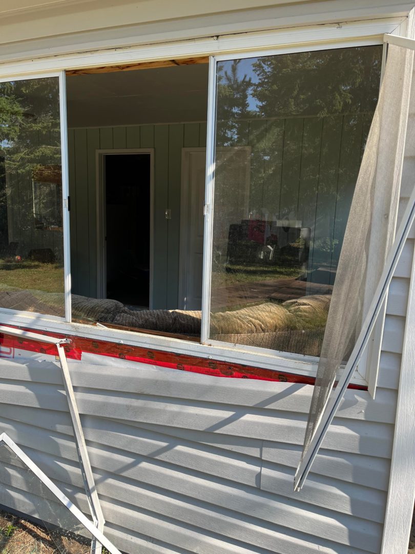 Damaged cottage exterior
