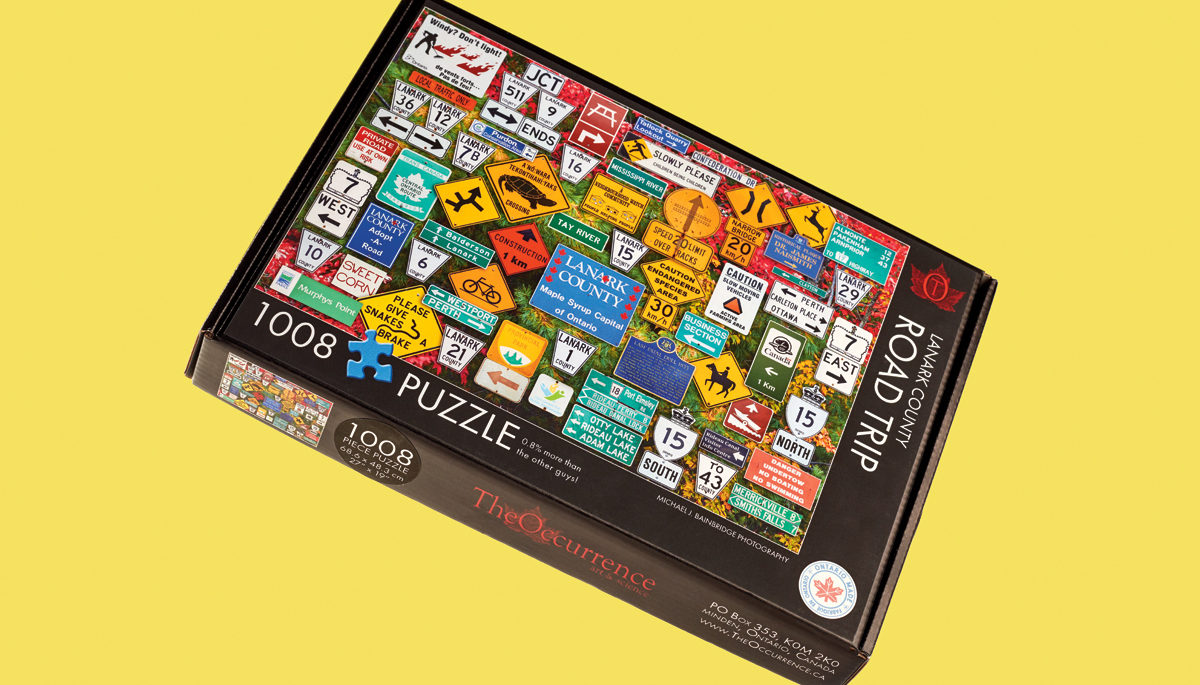 A puzzle box against a yellow background