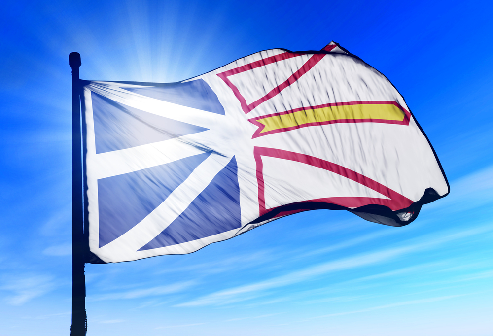 Newfoundland and Labrador flag waving in the wind