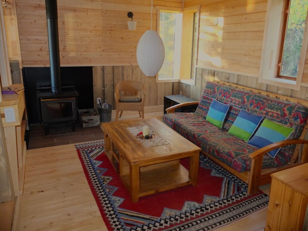 Main living area with couch and coffee table