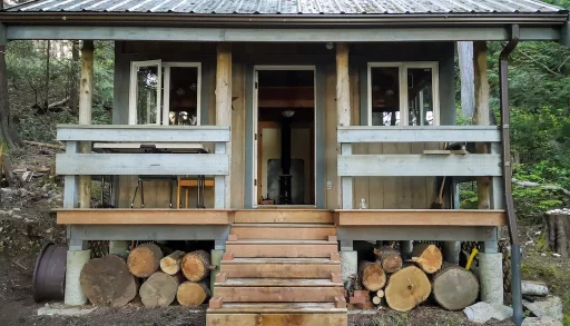 Exterior of rustic cabin in B.C.