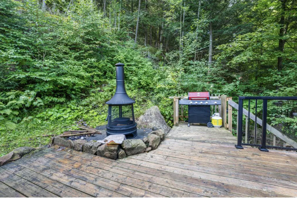 Firepit and barbecue on a deck