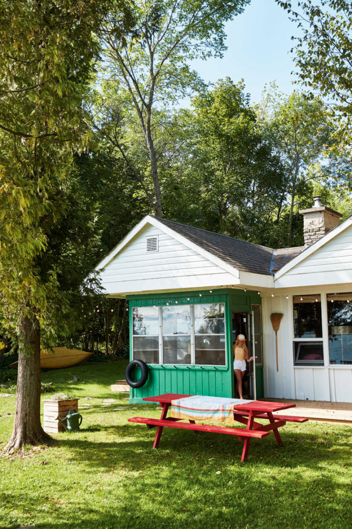 The exterior of Heather Rice's cabin on the bay