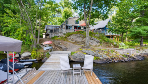 View from lake of 1202 NORTH KAHSHE LAKE Road cottage for sale