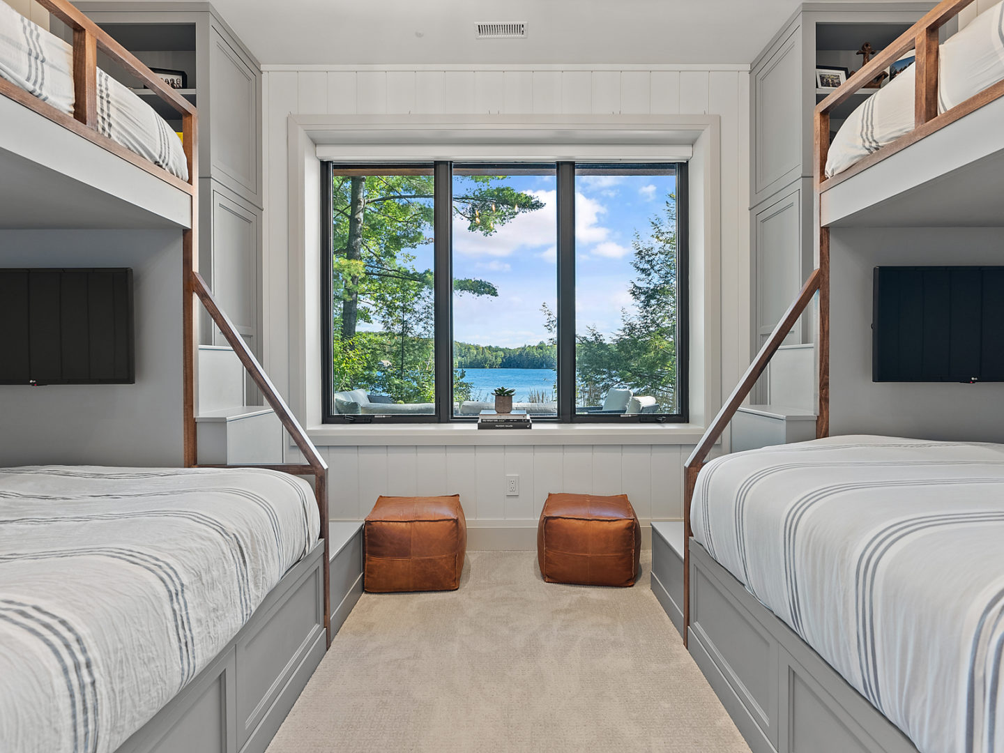 Two bunkbeds in bedroom