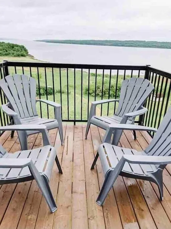 Deck overlooking Lake of the Prairies