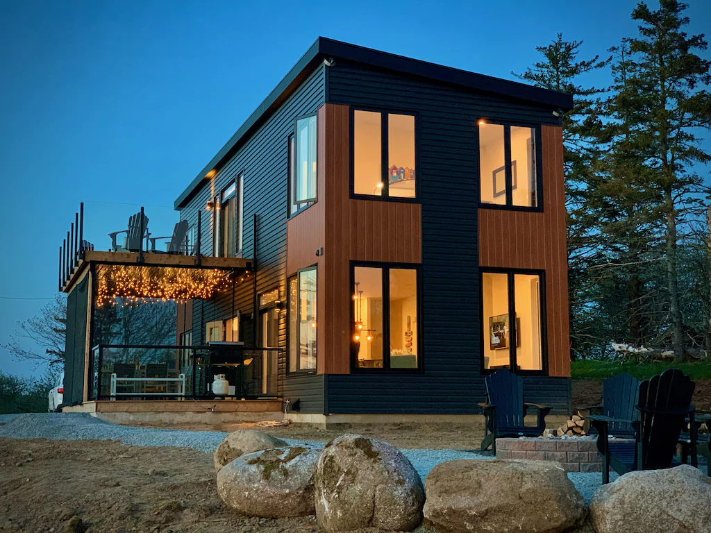Exterior of oceanfront vacation rental in Nova Scotia