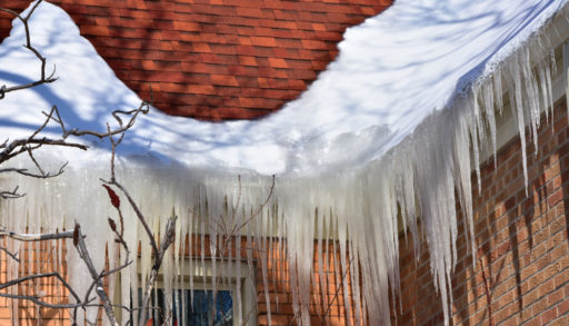 Ice build-up on a roof cause an ice dam