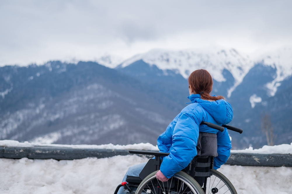 woman in a wheelchair on a hike