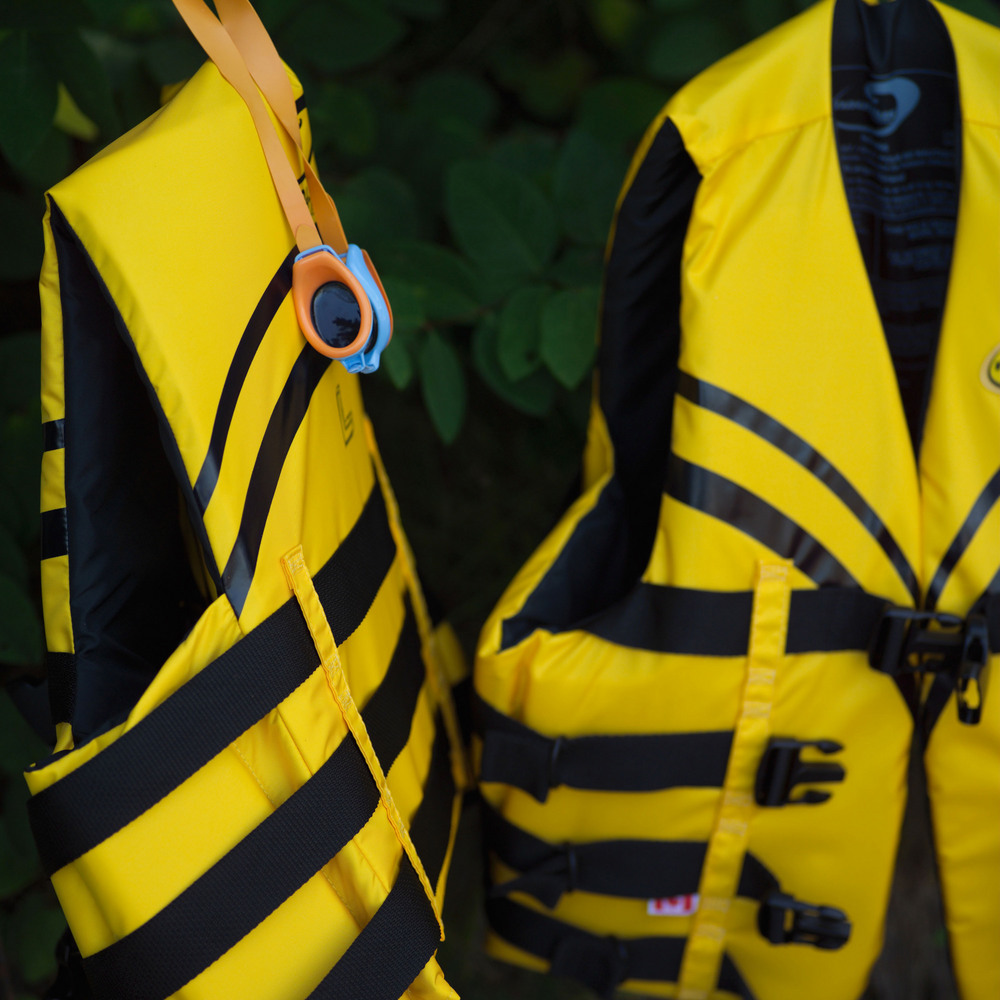 Two lifejackets suspended