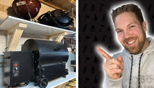 cottage coach pointing at shelves