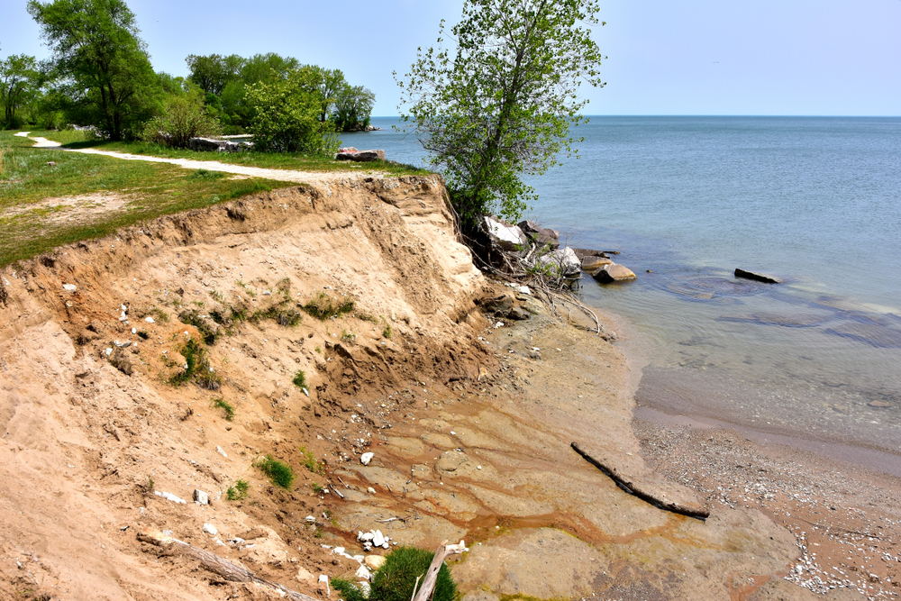 A Great Lakes shoreline eroding