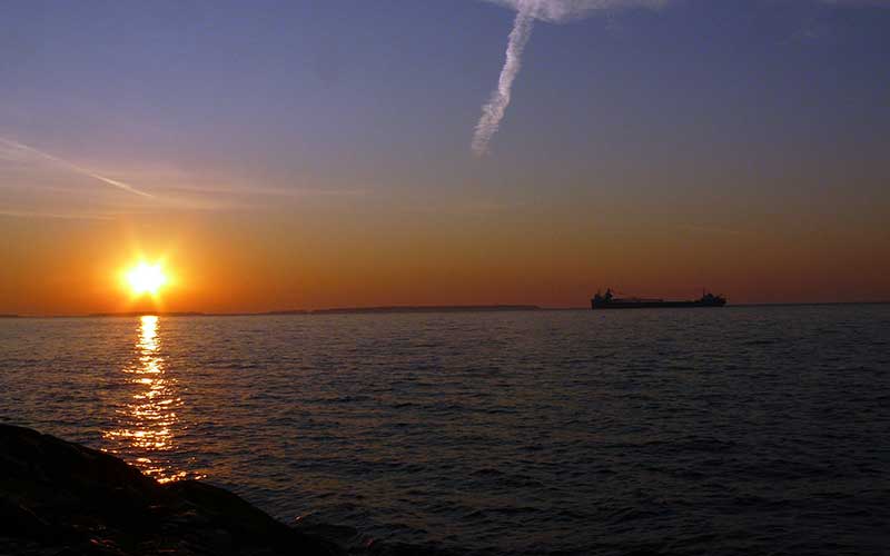 Sunset view on Lake Huron from McKay Lighthouse