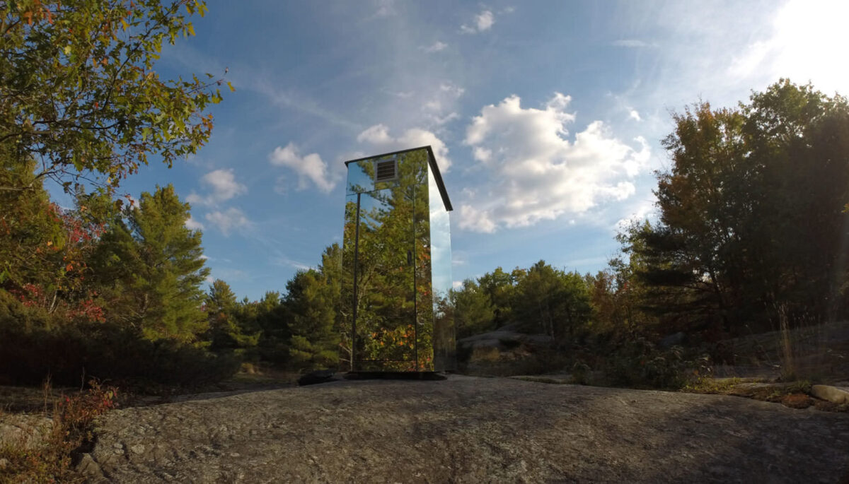 Mirror hut at The Tree Museum outside of Gravenhurst 