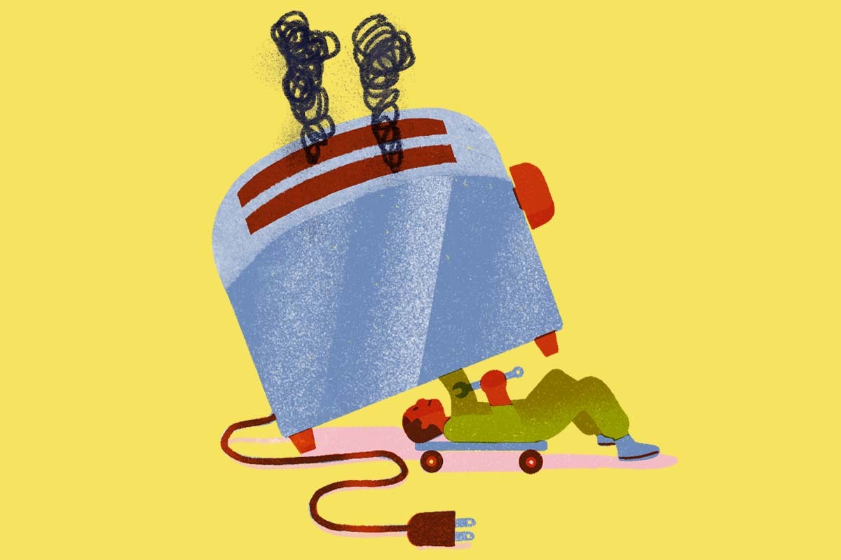 toaster being repaired