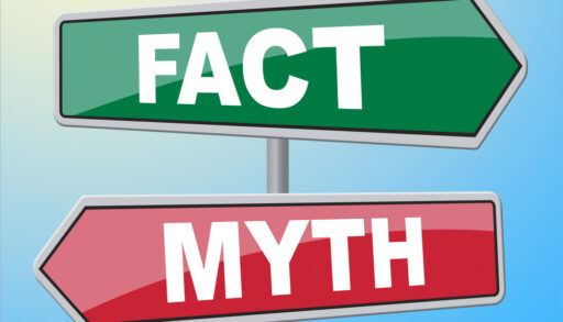 An illustrated "myth" and "fact" sign