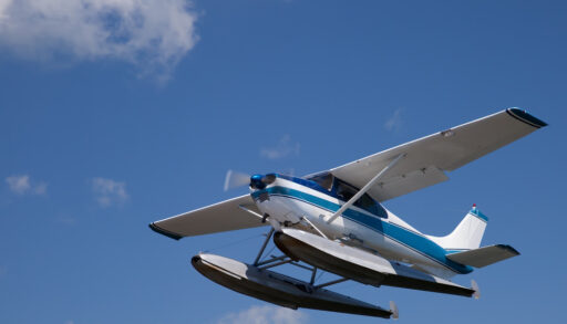 float plane in the air