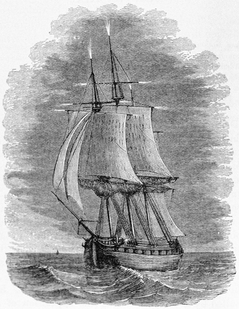 illustration of ship with st. Elmo's fire