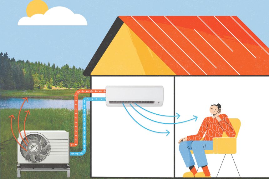 An illustration of a heat pump