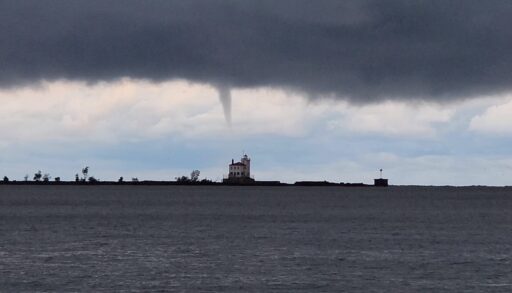 A waterspout over the lake