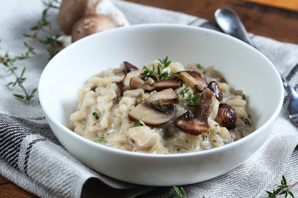 bowl of mushroom risotto