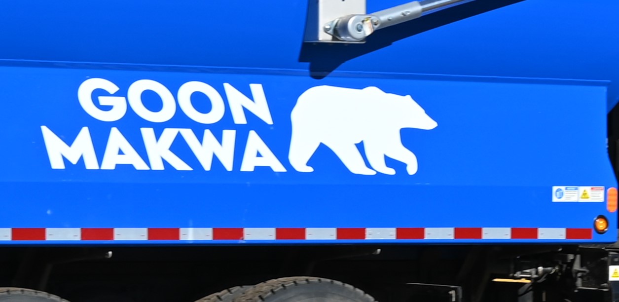 Snowplow named "Goon Makwa", which means Snow Bear in Ojibwe