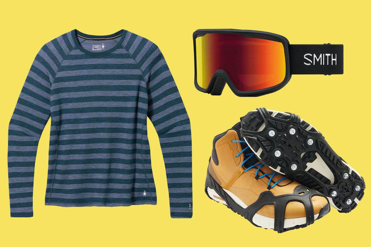 winter gear cleats base layer goggles