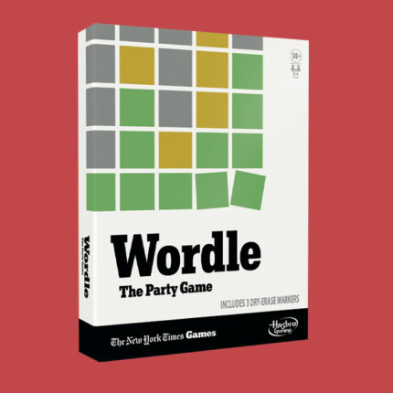 the wordle board game on a red background