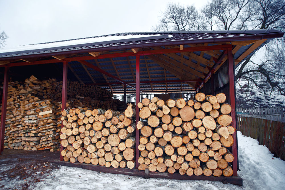 A neat, sheltered stack of firewood
