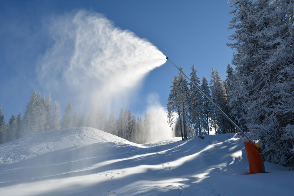 snow-making machine on a ski