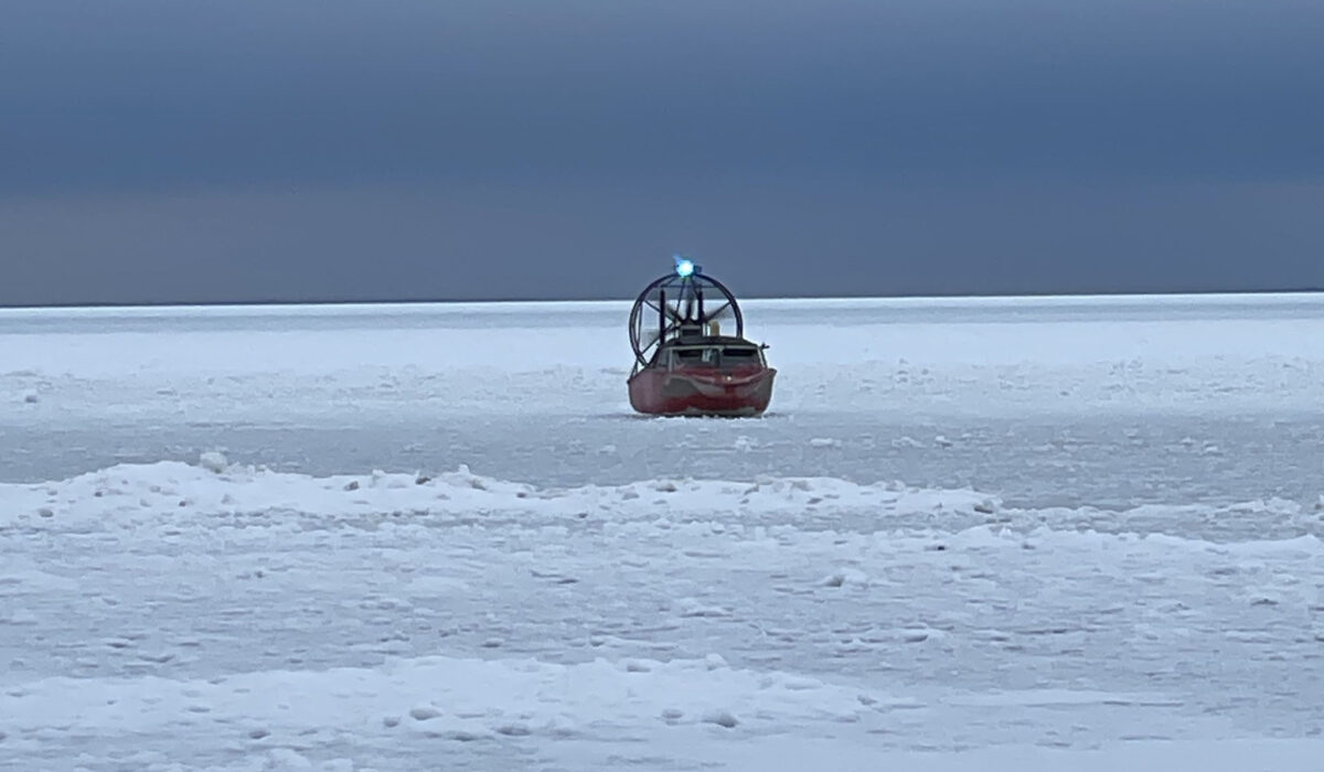 Ramara Fire and Rescue Services airboat on lake simcoe