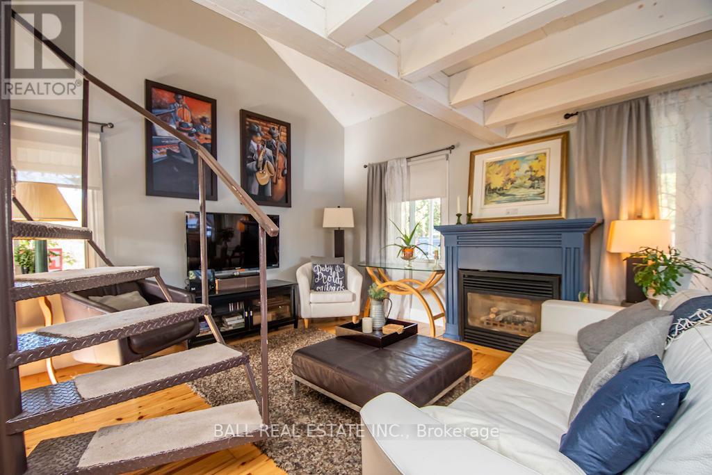 Living room area with a fireplace