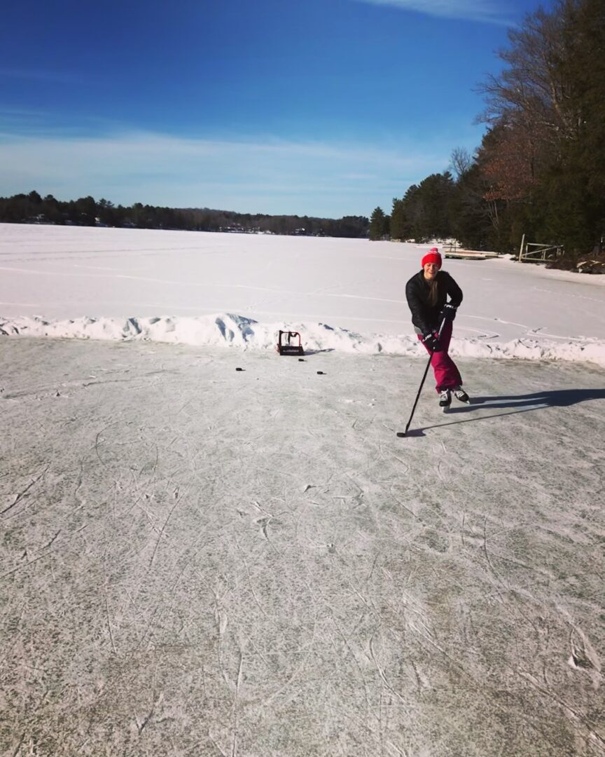 natalie spooner skates on lake ice