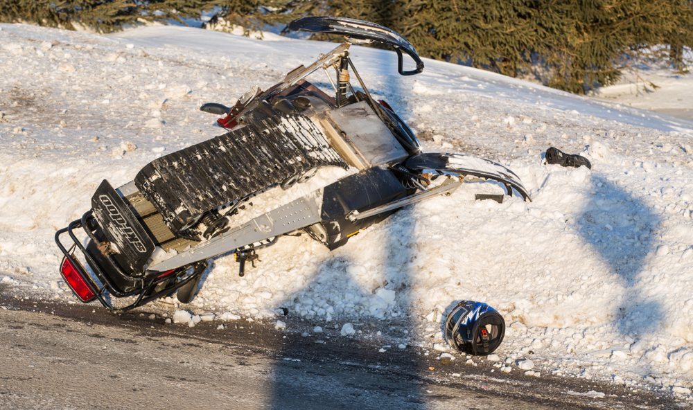 Crashed Snowmobile