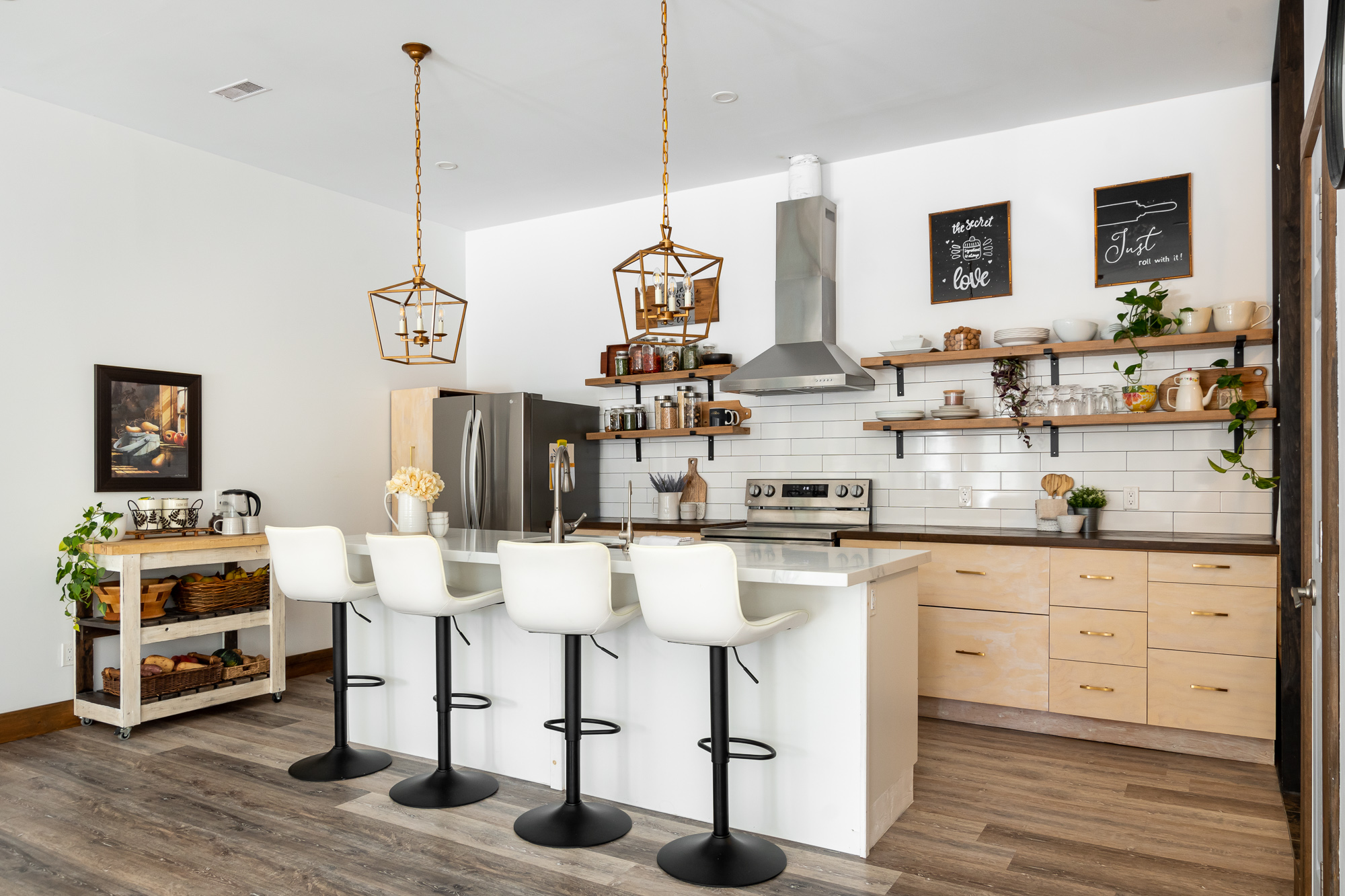 a kitchen with an island