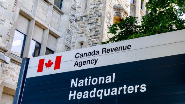 Part of Canada Revenue Agency sign is seen at the National Headquarters in Ottawa.