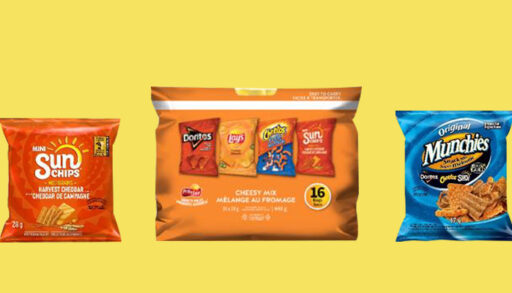 bags of SunChips, Munchies and a chip variety pack
