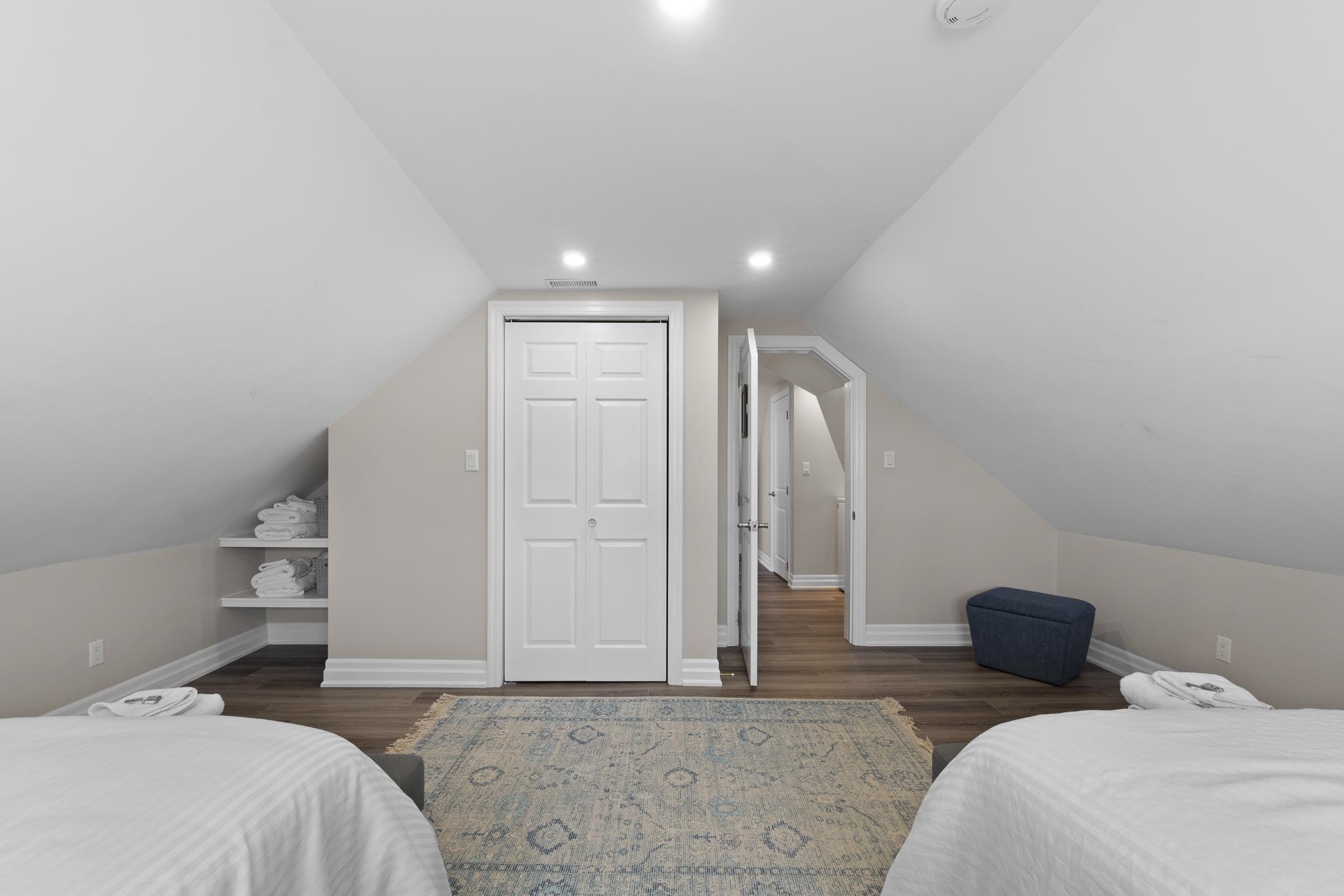 the view of a bedroom closet