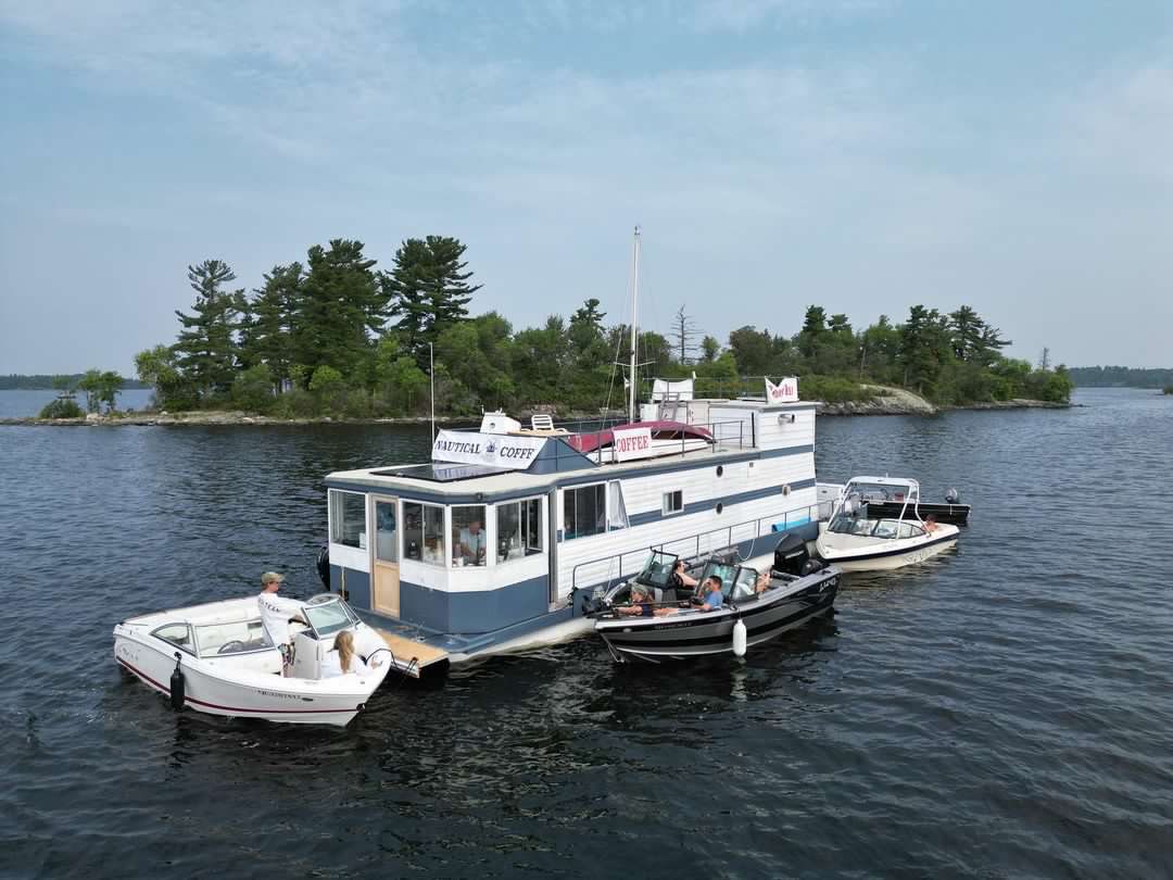 A floating houseboat-turned-coffee roaster