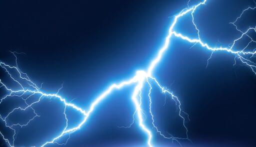 A lightning bolt against a night sky