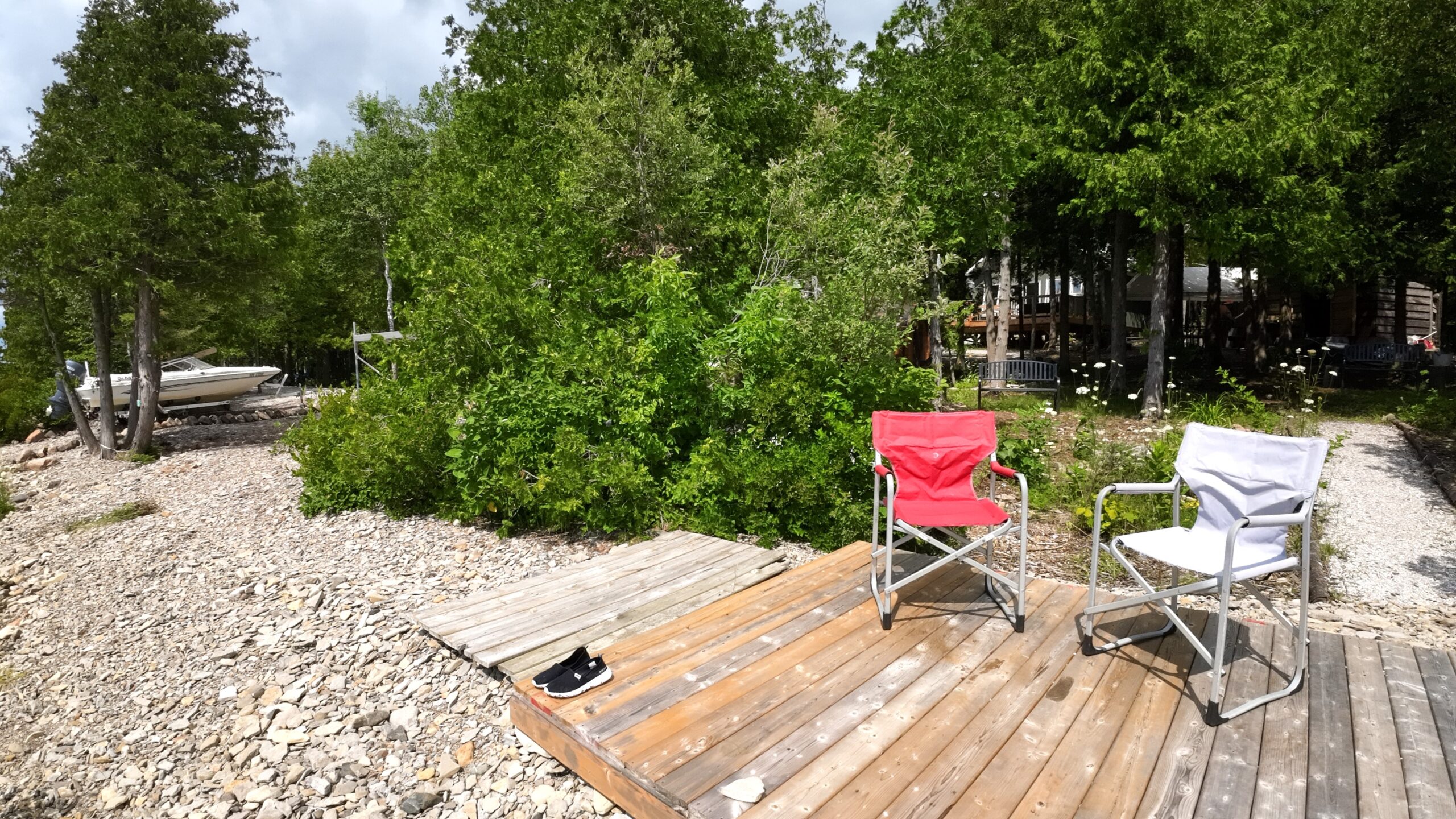 two chairs on a deck