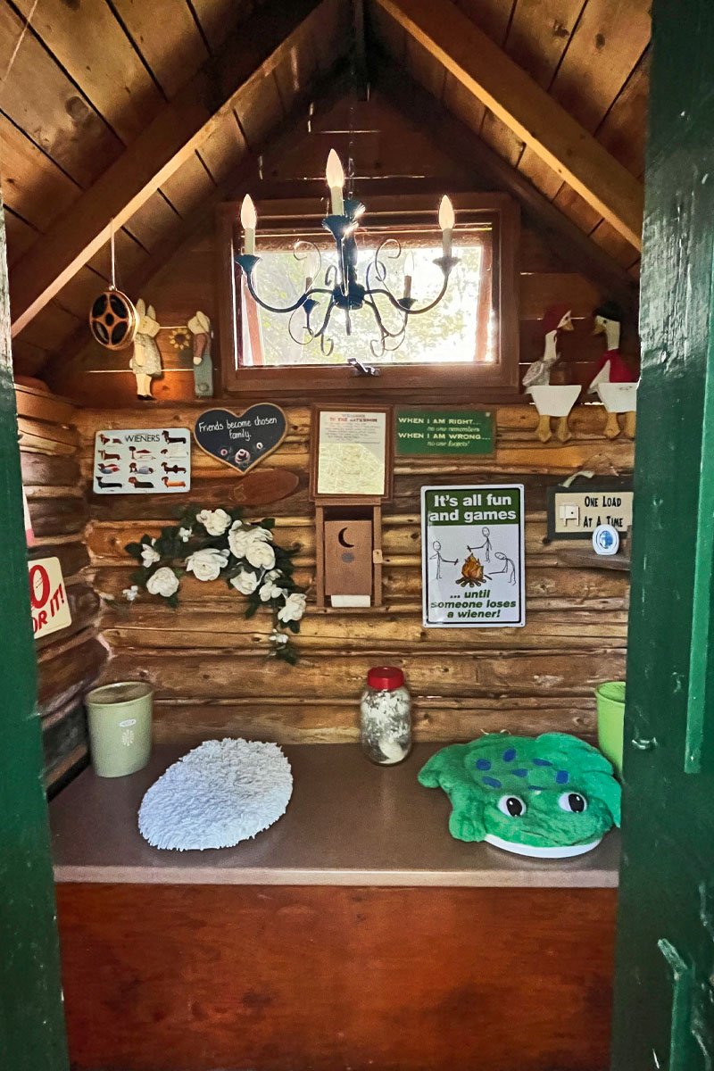 An Eagle Lake, Ontario outhouse with two seats