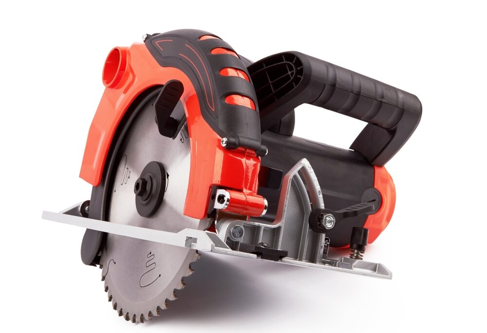 A power saw against a white background