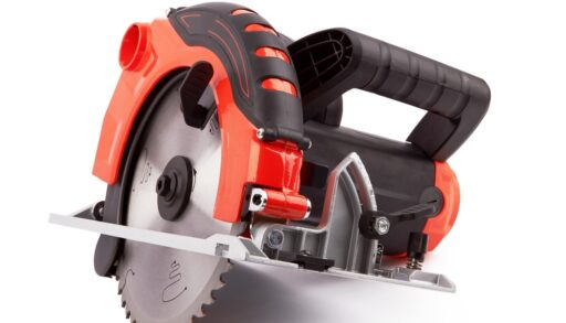 A power saw against a white background