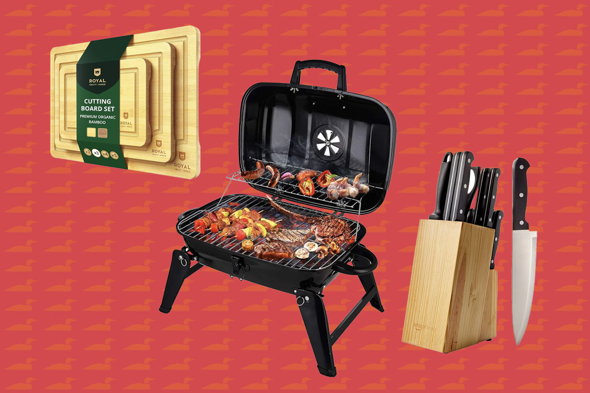 Collage of kitchen essentials for Amazon Prime Big Deal Days 2024