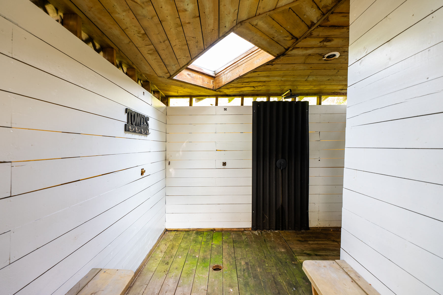 A white and black paneled room