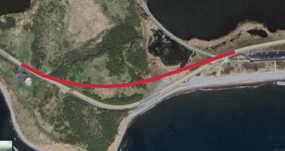 Map showing the Lawrencetown Road realignment