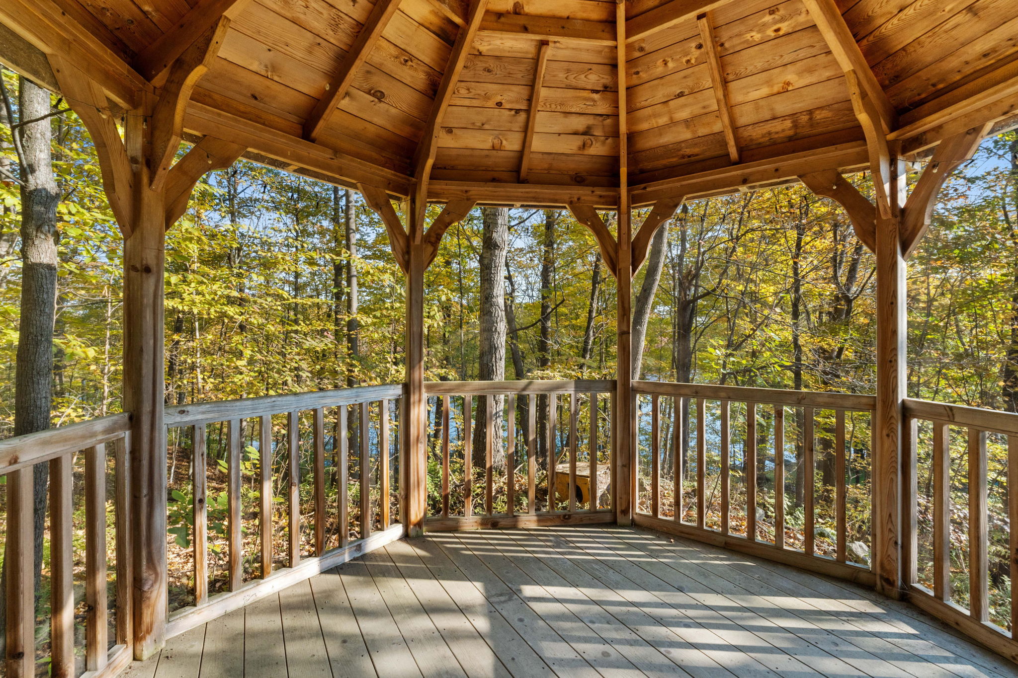 The inside of the sunny gazebo